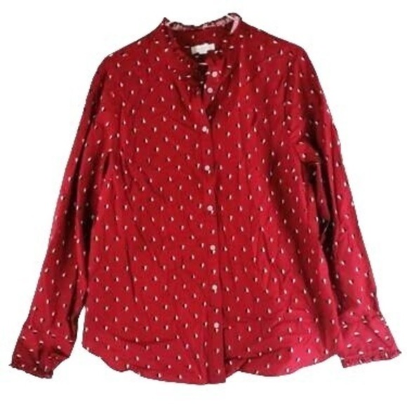 Charter Club Printed Ruffle-Trim Top Ravishing Red Combo L - Picture 4 of 4